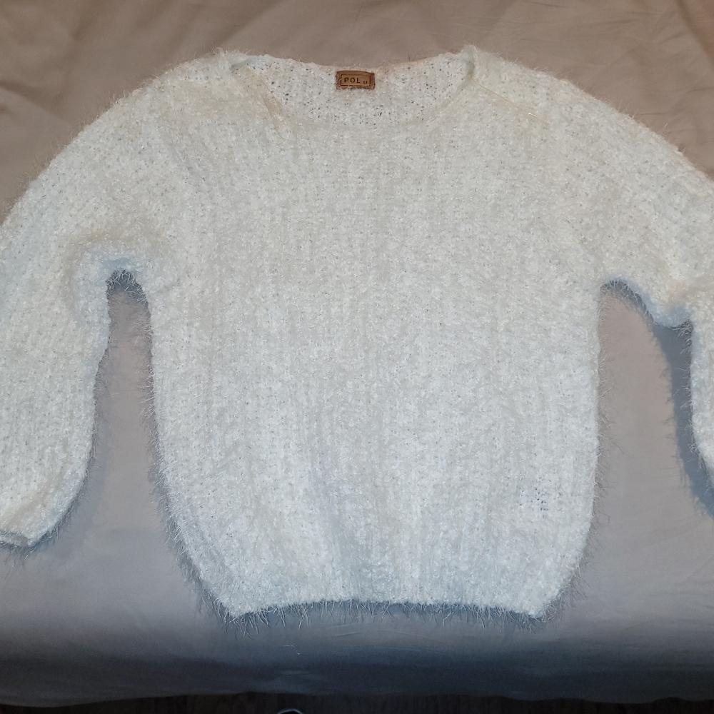 POL fuzzy white sweater
